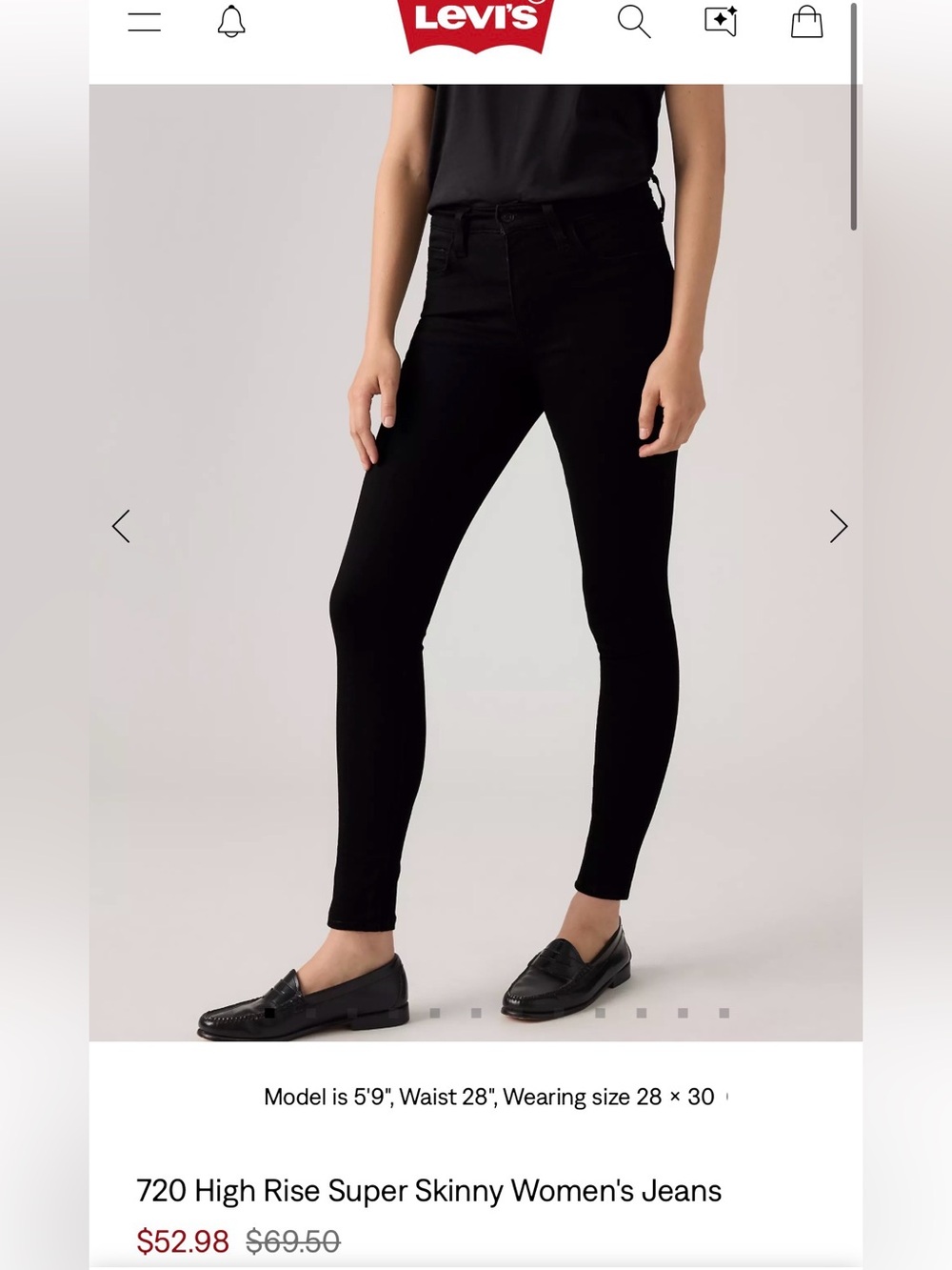 720 High Rise Super Skinny Levi's Cream/white Jeans